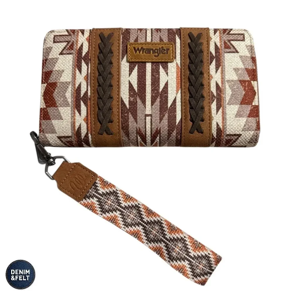 NEW Wrangler Aztec Boho Western‎ Wallet Wristlet Clutch RFID Credit Card Holder